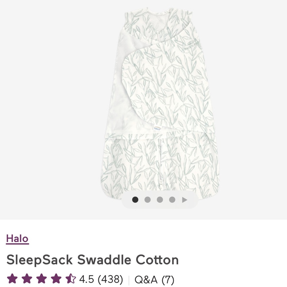 Halo Cotton SleepSack Swaddle with Leaf Design